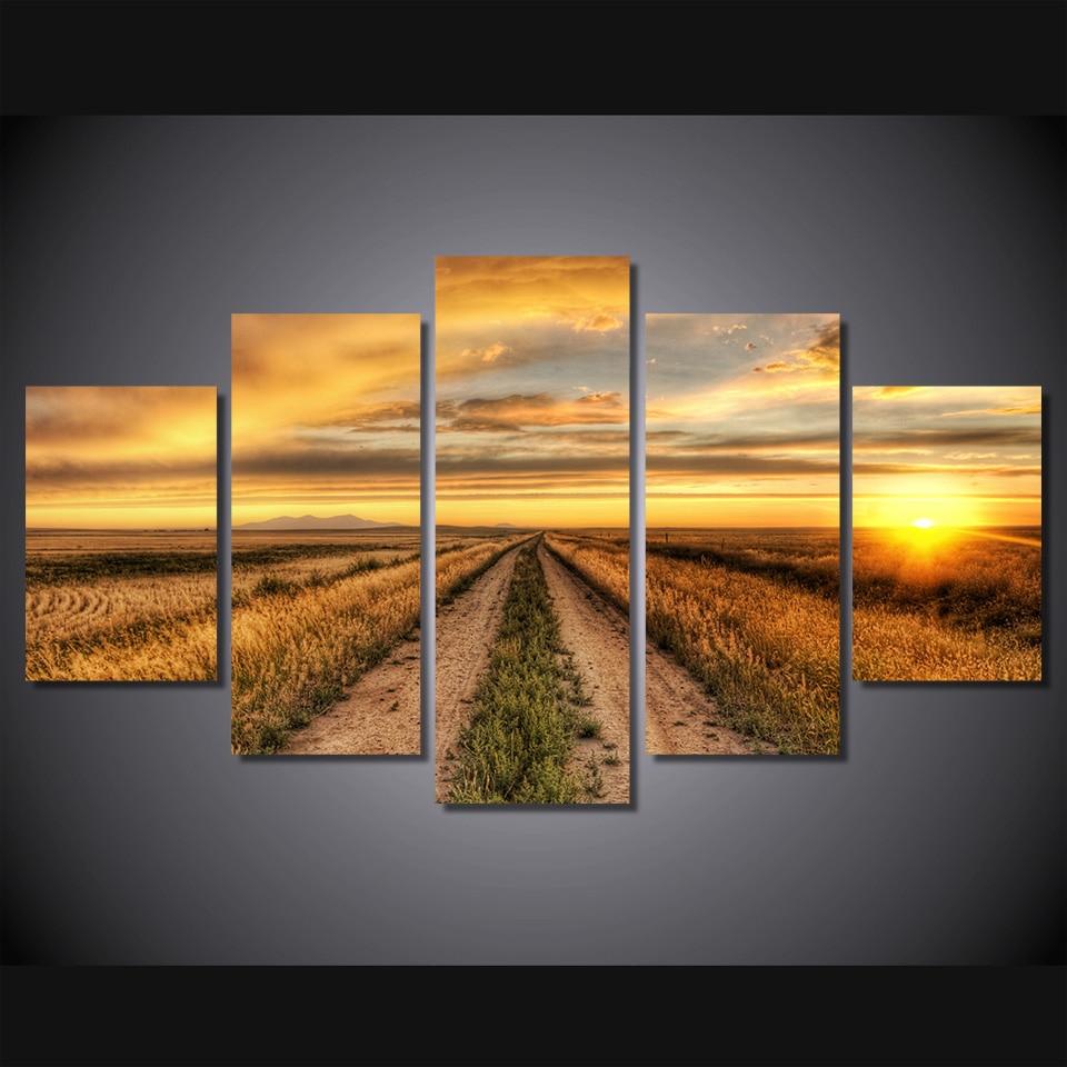 Country Road At Sunset 01 – Nature Canvas Wall Art
