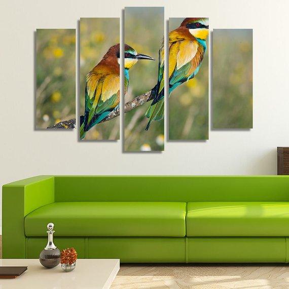 Couple Of Birds Bee Eaters – Animal Canvas Wall Art