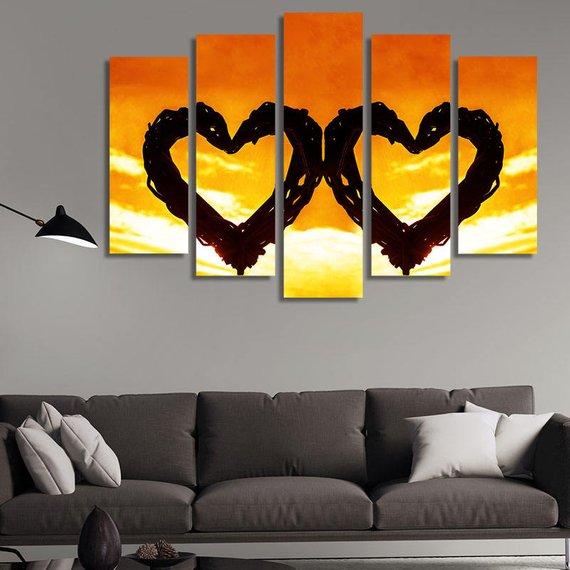 Couple Of Hearts – Abstract Canvas Wall Art