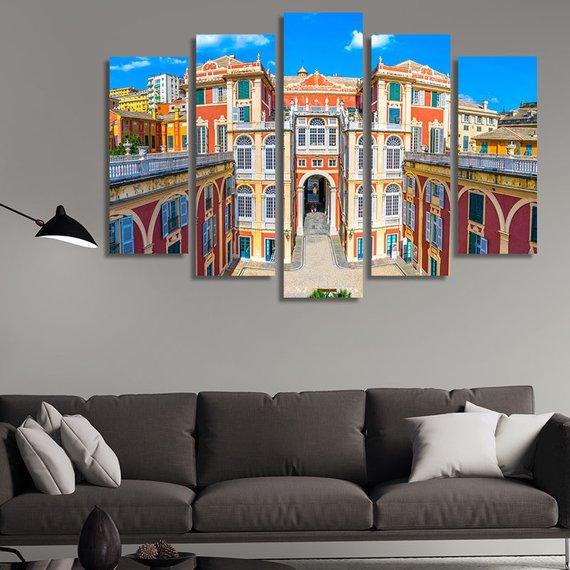 Courtyard Of Palazzo Reale In Genoa – Nature Canvas Wall Art