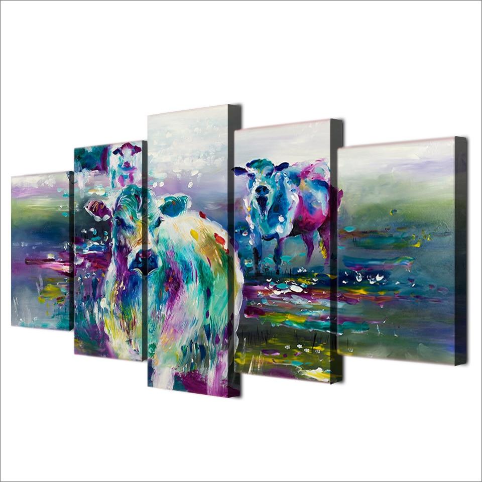 Cow Calf Sheep – Abstract Animal Canvas Wall Art