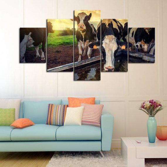 Cows In The Morning 01 – Animal Canvas Wall Art
