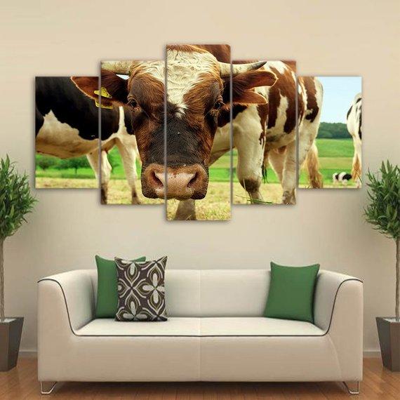 Cows In The Morning Cow – Animal Canvas Wall Art