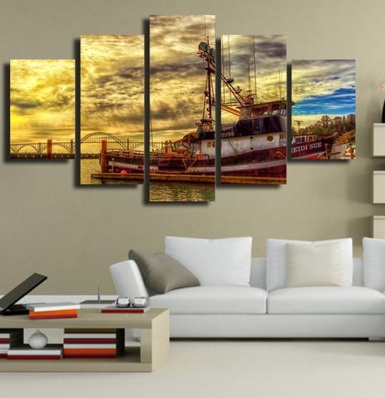 Crab Fishing Boat At Dock – Fishing Canvas Wall Art