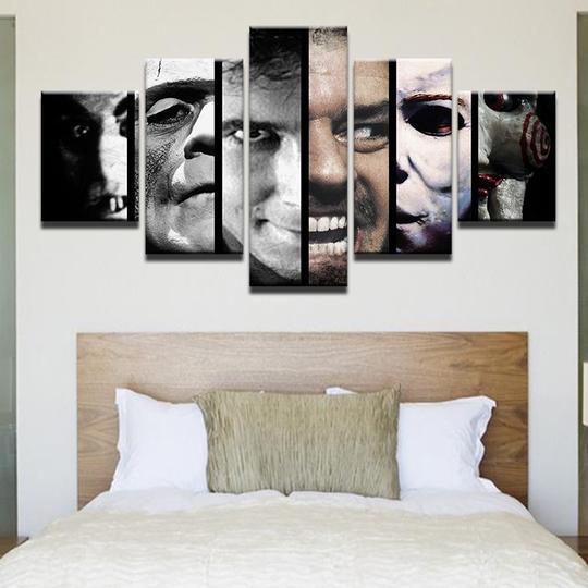 Creepy Movie Faces Jack Shining Jigsaw Saw Etc Halloween – Space Canvas Wall Art