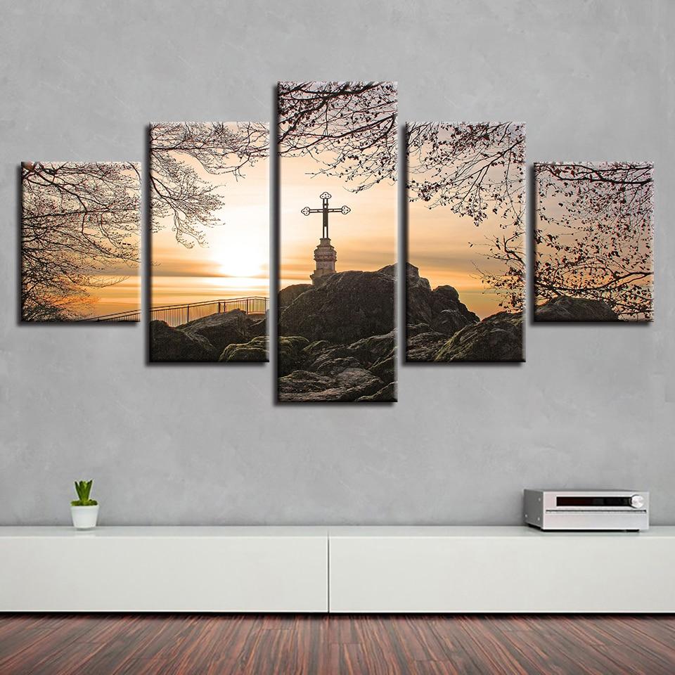Cross Tree Stone – Nature Canvas Wall Art
