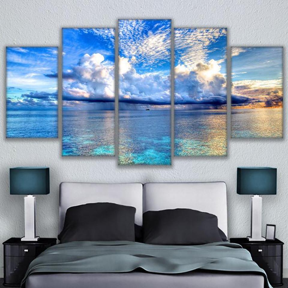 Crystal Clear Blue Sky White Clouds – Space Canvas Wall Art