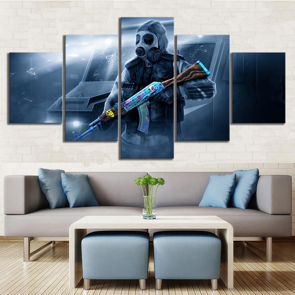 Cs Go Sas With Ak-47 Gaming Canvas Wall Art