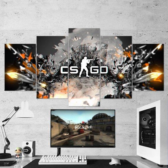 Csgo Counter Strike Global Offensive Logo Gaming Canvas Wall Art
