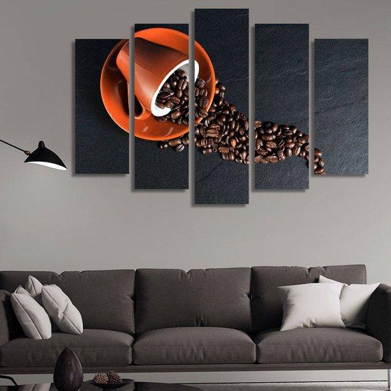 Cup Of Coffee Beans – Kitchen Canvas Wall Art