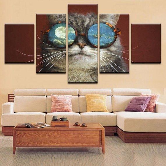 Cute Cat Eyeglasses Cats Cute – Animal Canvas Wall Art