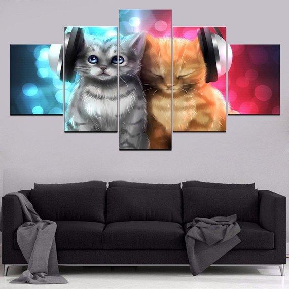 Cute Cats &Amp; Owl Beautiful Animals Cats 1 – Animal Canvas Wall Art