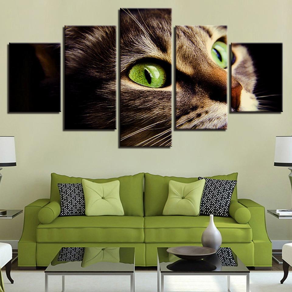 Cute Green Eyecat – Animal Canvas Wall Art