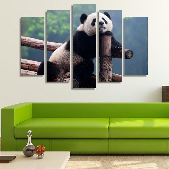 Cute Panda Bear Relaxing – Animal Canvas Wall Art