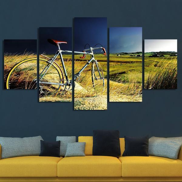 Cycling Through Fields – Nature Canvas Wall Art