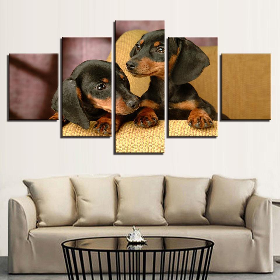 Dachshund Dogs Bre – Animal Canvas Wall Art