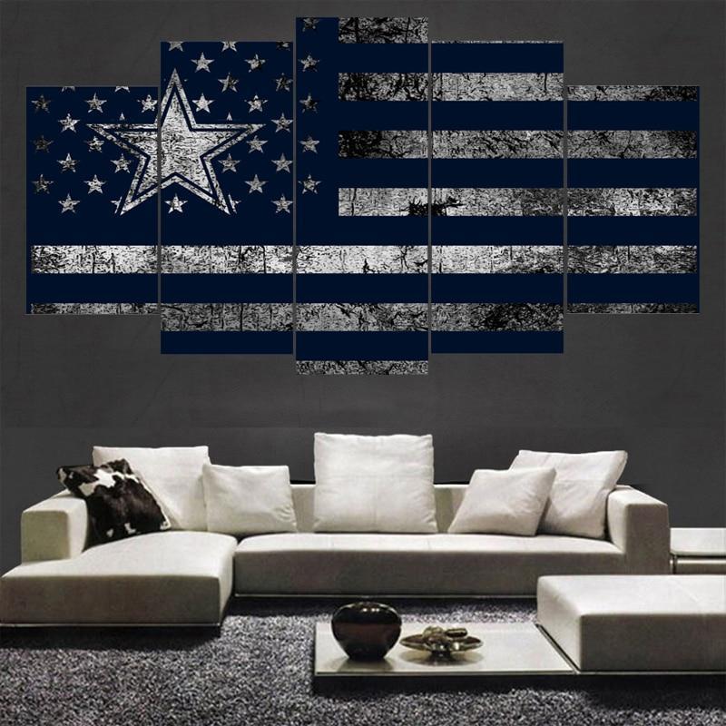 Dallas Cowboys Flag Logo 2 Football – Canvas Wall Art