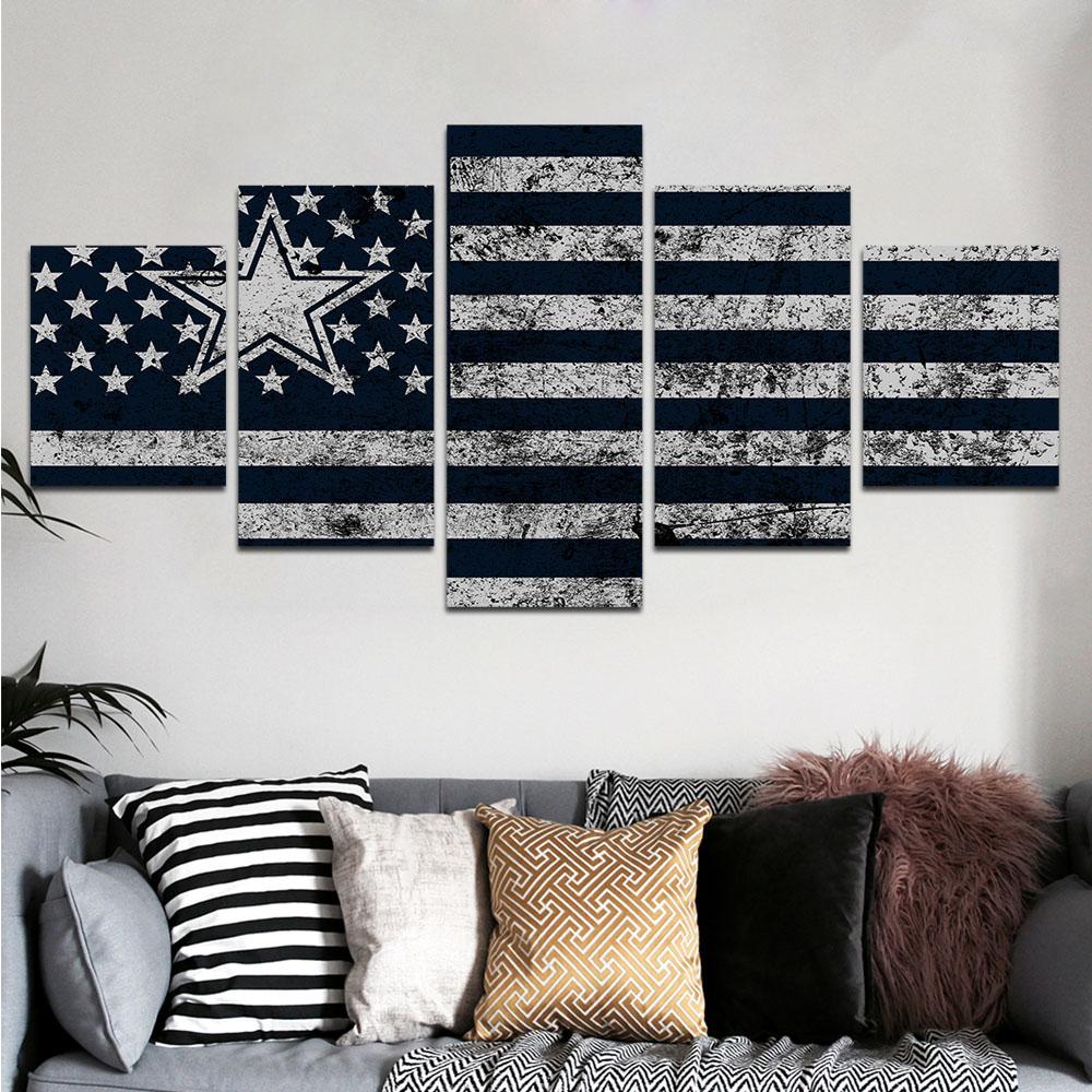 Dallas Cowboys Usa Flag – Abstract Canvas Wall Art