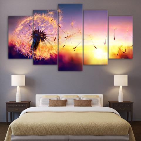 Dandelion Flying In Sunset – Nature Canvas Wall Art