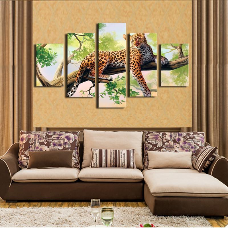 Dark Red Leopard On The Tree – Animal Canvas Wall Art