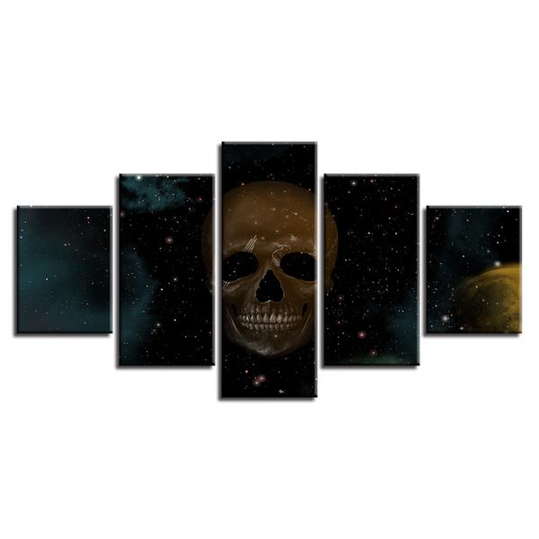 Dark Skull Starry Sky Wall – Abstract Canvas Wall Art