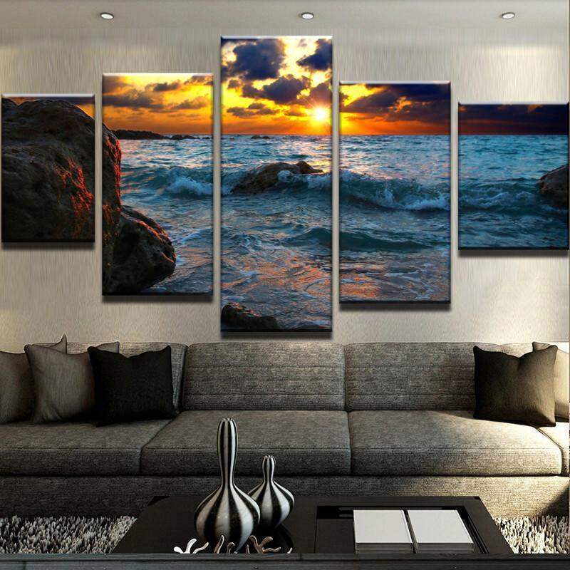 Dark Sunset Over The Ocean – Nature Canvas Wall Art