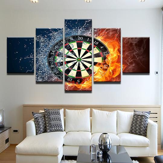 Dartboard Darts Hot And Cold – Gaming Canvas Wall Art