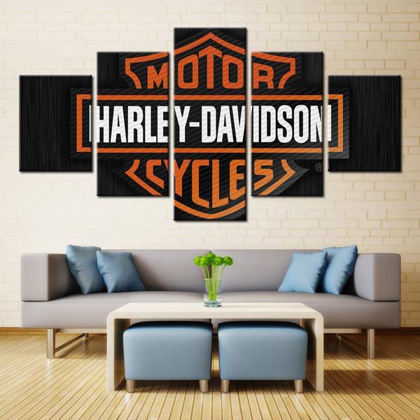 Davidson Motorcycle Bar And Shield Logo – Abstract And Automative Canvas Wall Art