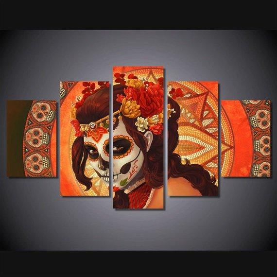 Day Of The Dead Face 3 – Abstract Canvas Wall Art