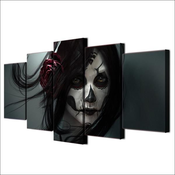 Day Of The Dead Face Girl – Festival Canvas Wall Art