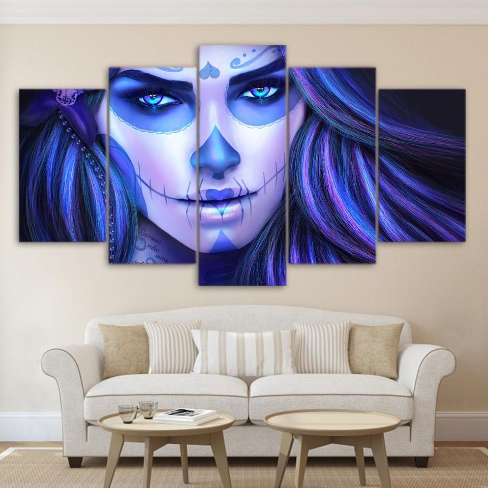 Day Of The Dead Face Group 01 – Abstract Canvas Wall Art