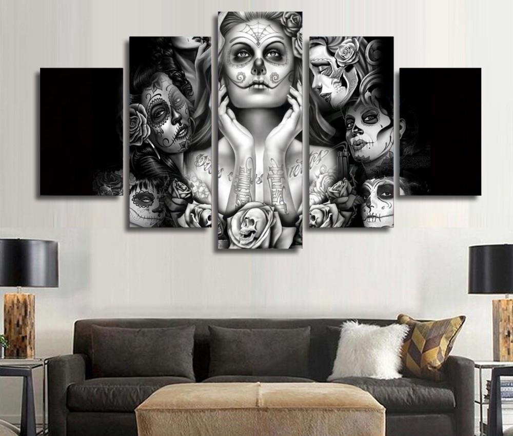 Day Of The Dead Face Ladies – Movie Canvas Wall Art