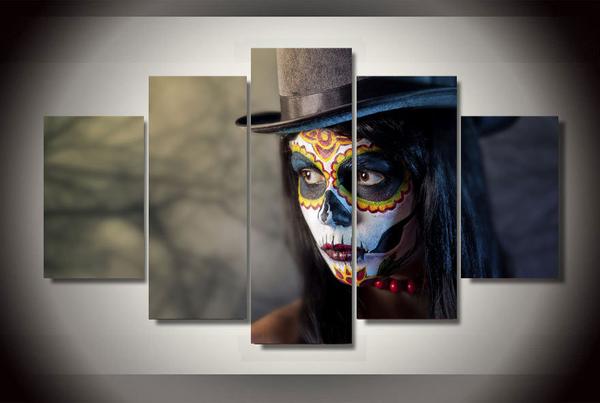 Day Of The Dead Face Makeup Hat – Festival Canvas Wall Art