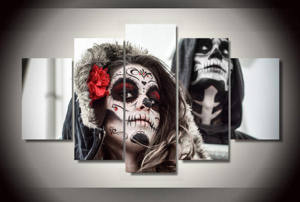 Day Of The Dead Face – Male Female – Abstract Canvas Wall Art