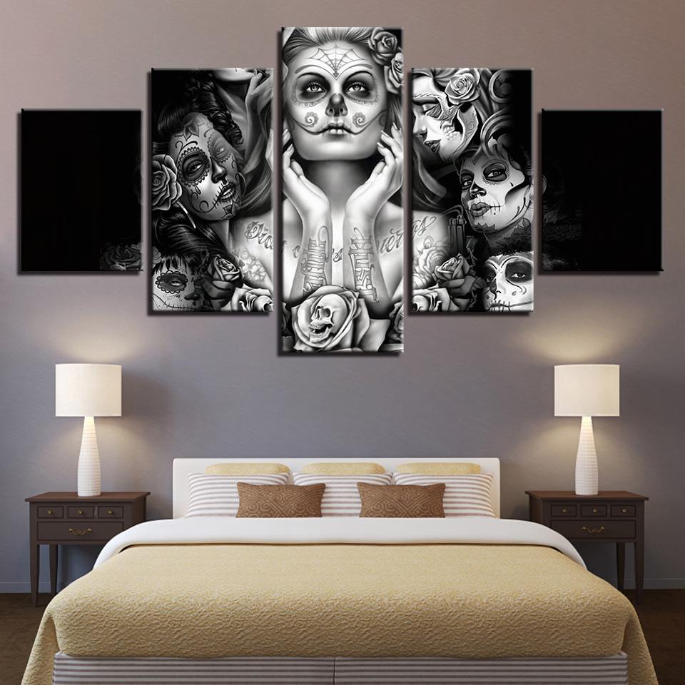 Day Of The Dead Face Sugar Skull – Abstract Canvas Wall Art