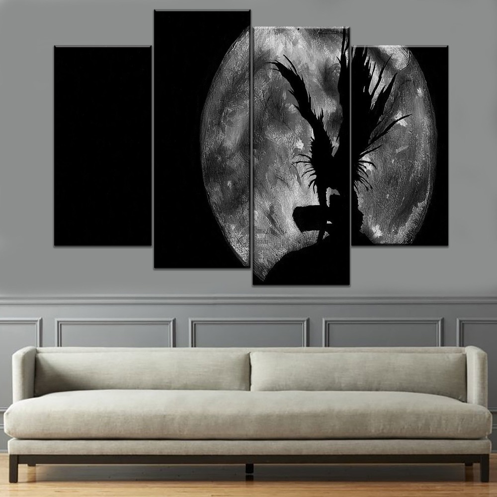 Death Note Ryuk In Moon Night Anime 4 Pieces Canvas Wall Art