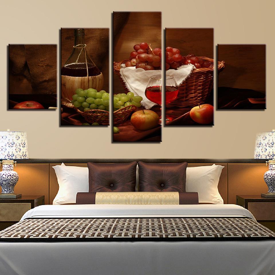 Decor Kitchen Wine Fruits Classical Restaurant – Wine Canvas Wall Art