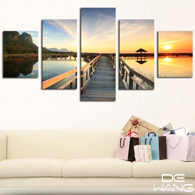 Decorative Lake And Sunset – Nature Canvas Wall Art