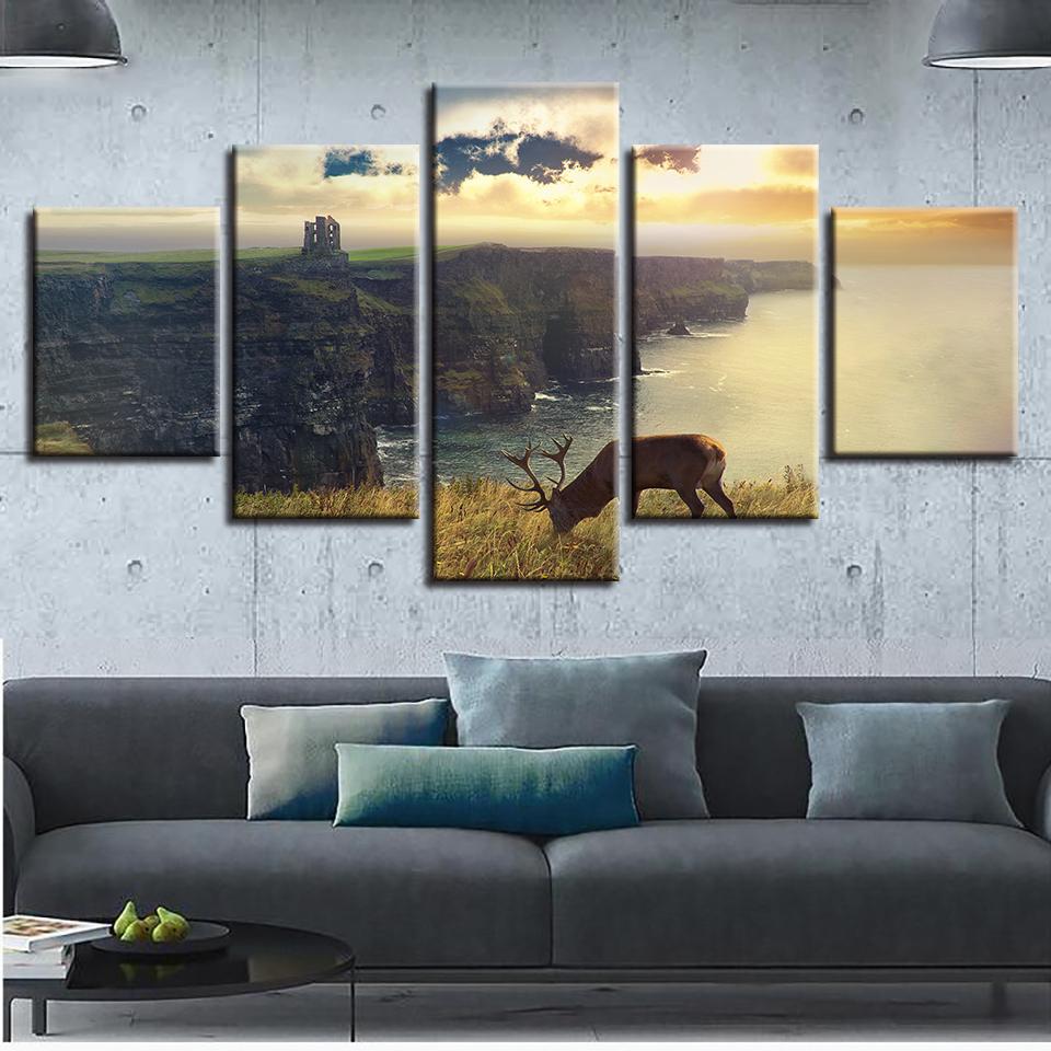 Deer And Mountain – Nature Canvas Wall Art