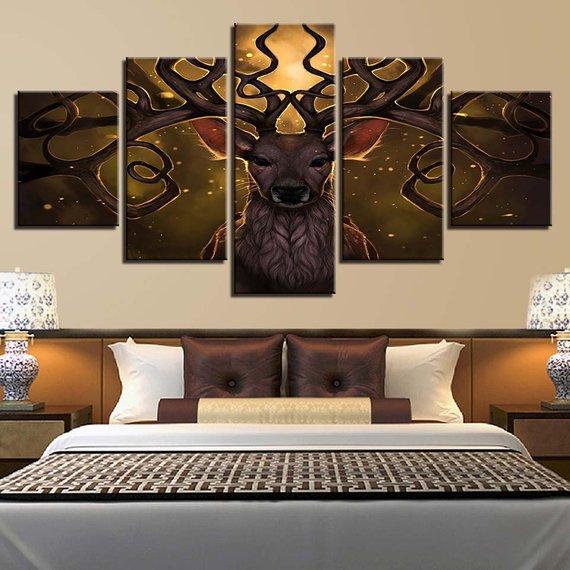 Deer Antlers Deer – Abstract Animal Canvas Wall Art