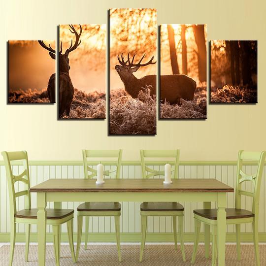 Deer At Dawn – Animal Canvas Wall Art