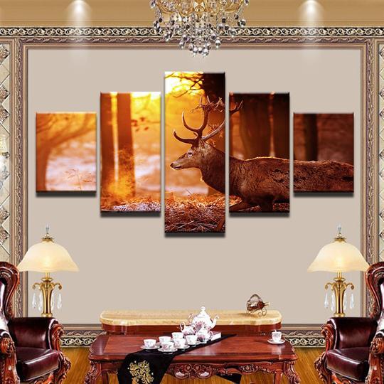 Deer At Sunrise – Animal Canvas Wall Art