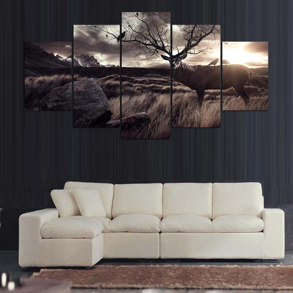 Deer Buck Antler Tree Wildlife Animal – Canvas Wall Art