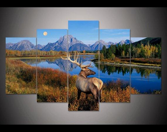 Deer By The Lake 2 – Animal Canvas Wall Art
