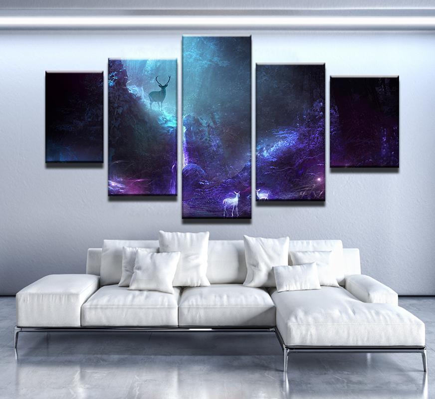 Deer Fantasy World – Abstract Animal Canvas Wall Art