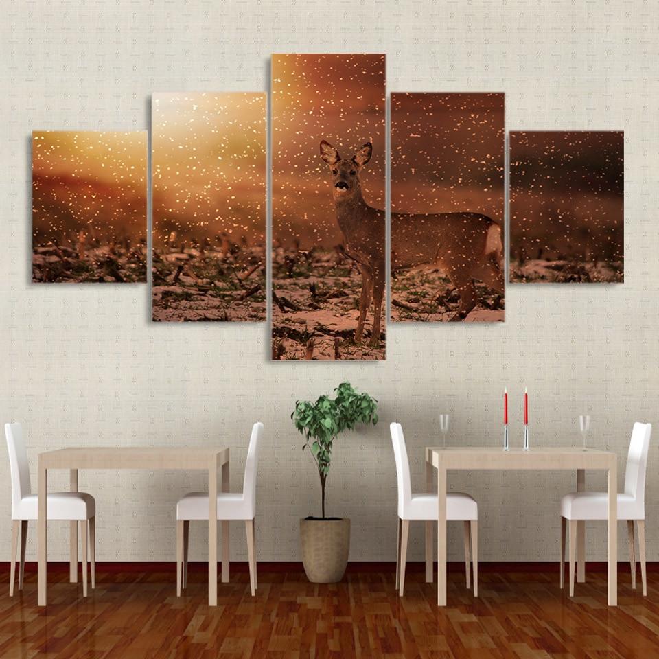 Deer In Snow 01 – Animal Canvas Wall Art