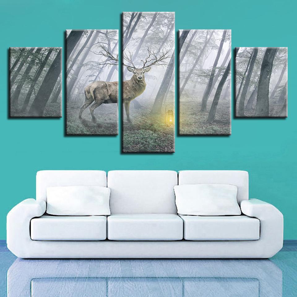 Deer In The Psychedelic – Animal Canvas Wall Art