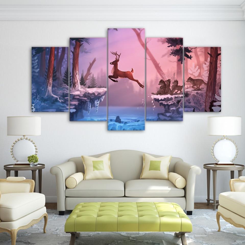 Deer Jumping – Animal Canvas Wall Art