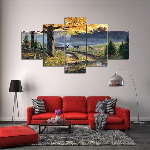 Deer Pond 01 – Animal Canvas Wall Art