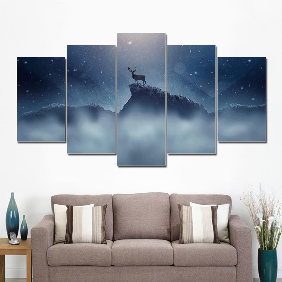 Deer Starry Sky 21 – Animal Canvas Wall Art
